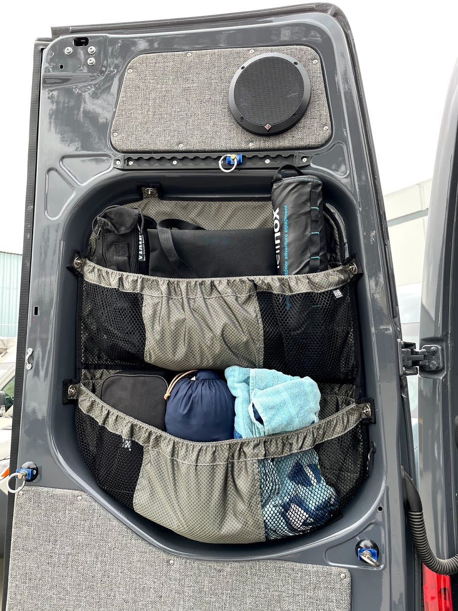 RB Components 2007-2018 Sprinter Van Fabric Rear Door Window Multi Compartment Stuff Bag - Image 3