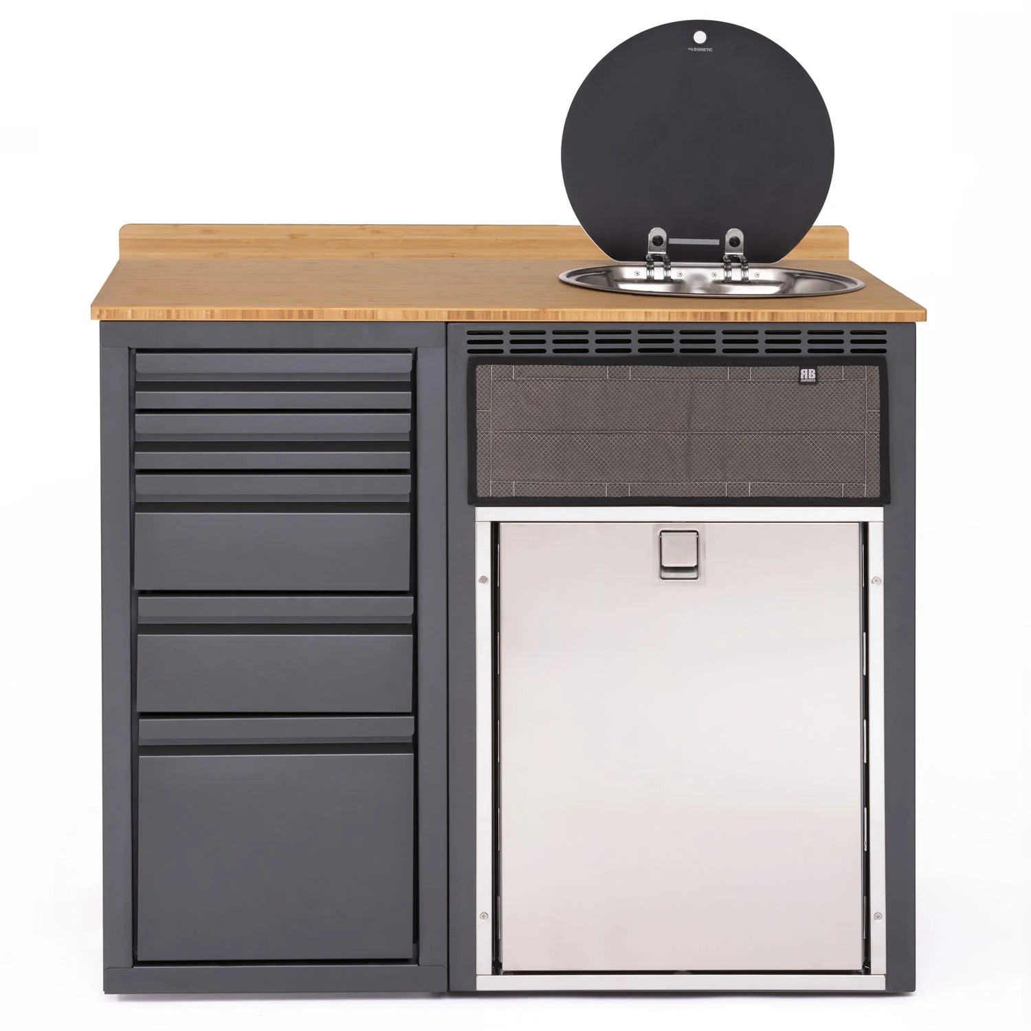 RB Components 42in Galley - Isotherm 85 Fridge Base Cabinet - Drawer System - Image 2