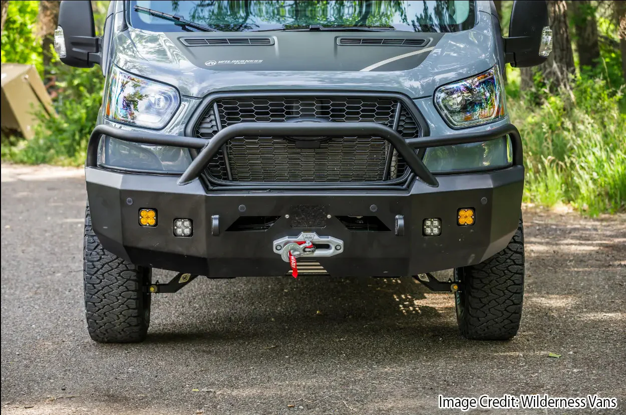 Aluminess 2020+ Ford Transit Front Winch Bumper With Bull Bar - Image 10