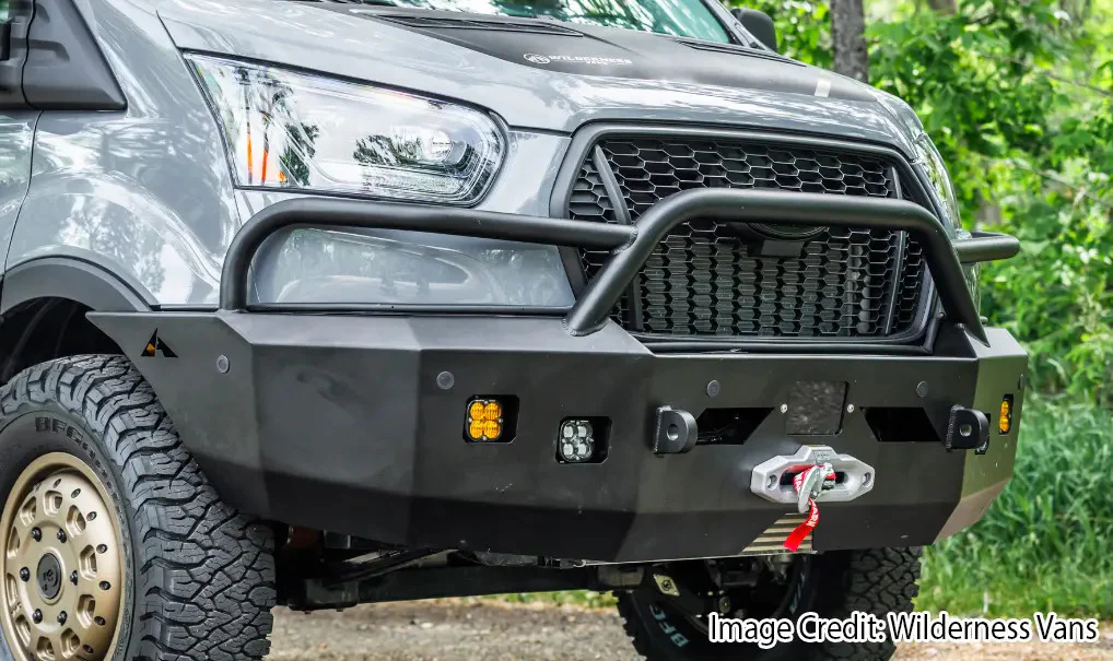 Aluminess 2020+ Ford Transit Front Winch Bumper With Bull Bar - Image 12