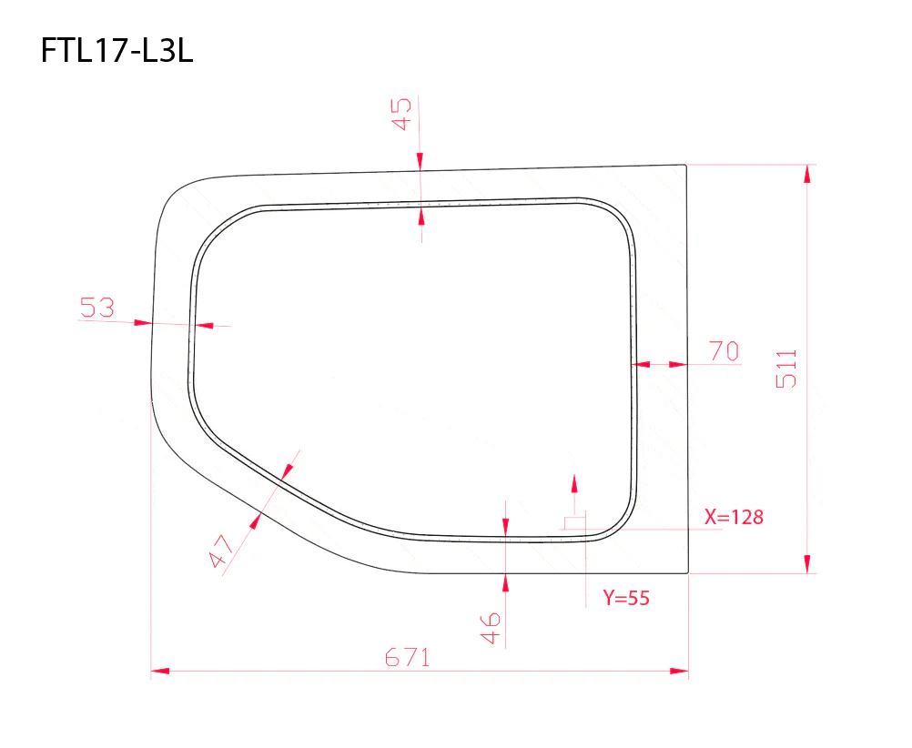 AM Auto Ford Transit 2015+ (Low Roof) Driver Side Rear Quarter Window 148"WB(FTL17-L3L P) - Image 3