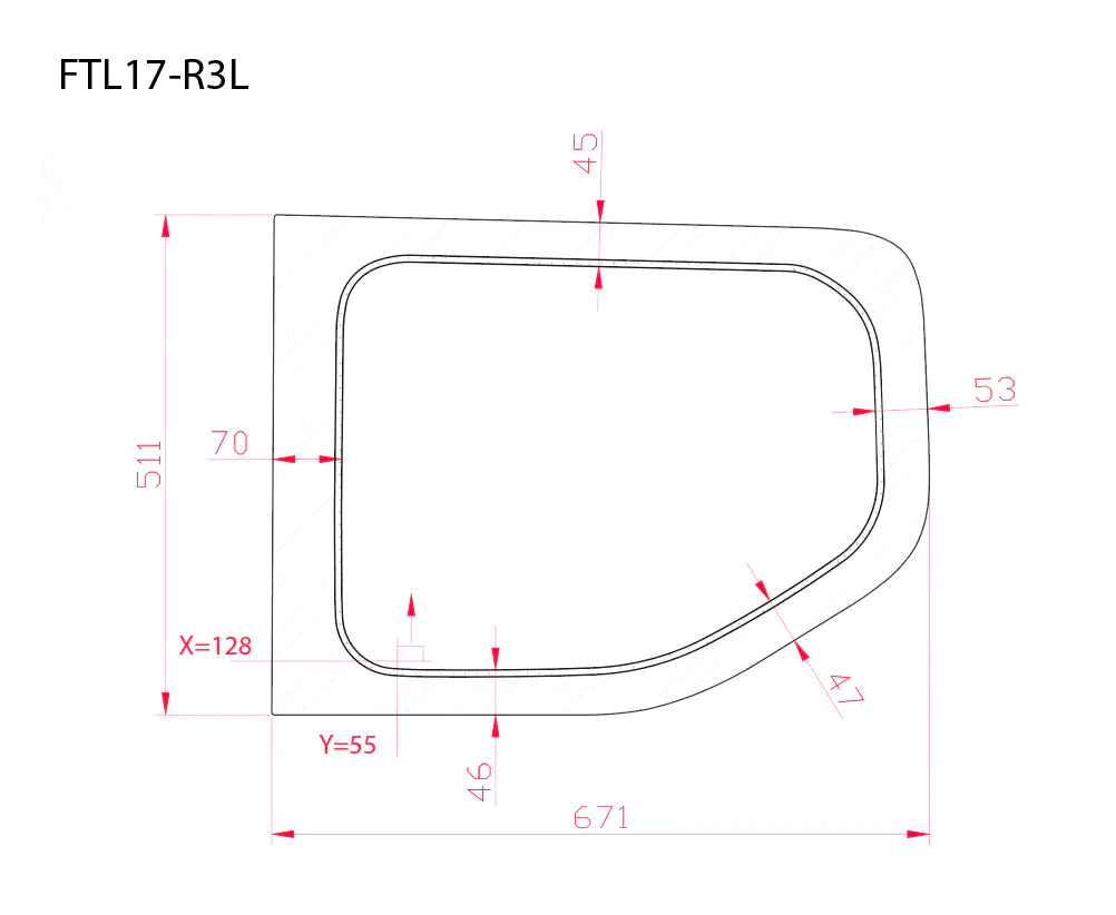 AM Auto Ford Transit 2015+ (Low Roof) Passenger Side Rear Quarter Window 148"WB (FTL17-R3L P) - Image 3