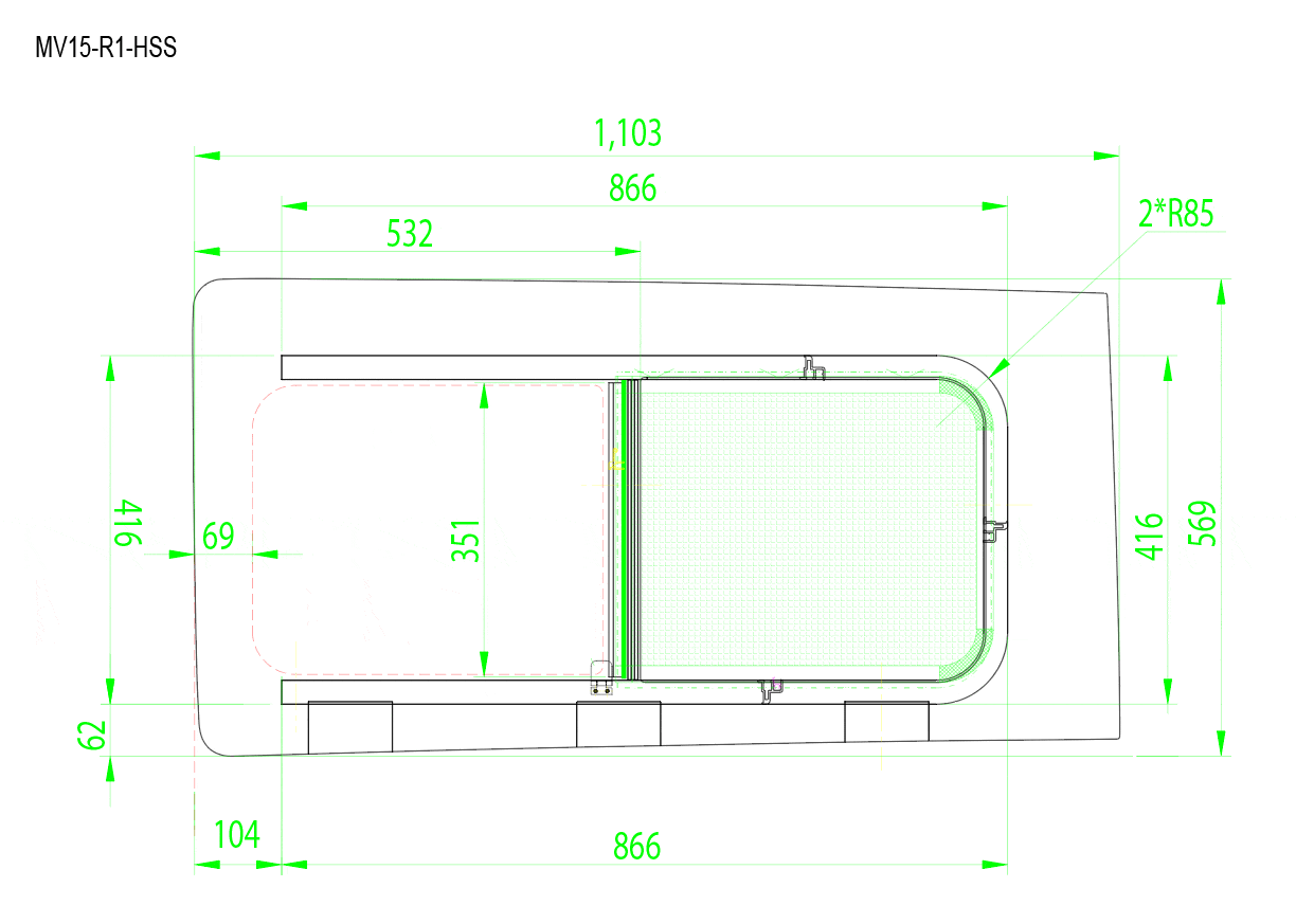 AM Auto Mercedes Metris 2015+ Passenger Side Forward Half-Slider Screened Window (MV15-R1-HSS P) - Image 5