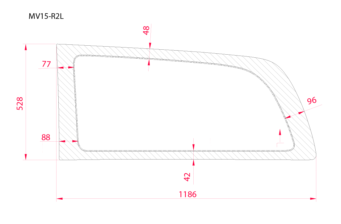 AM Auto Mercedes Metris 2015+ Passenger Side Rear Quarter Window 126''WB (MV15-R2L P) - Image 2