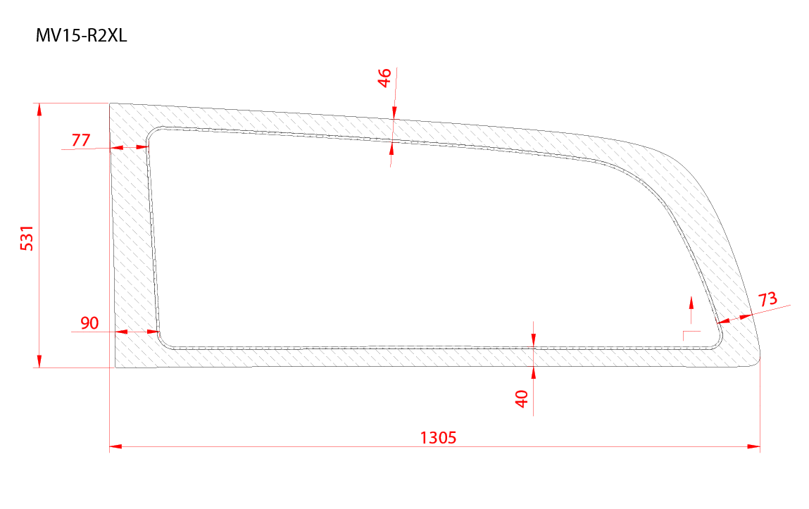 AM Auto Mercedes Metris 2015+ Passenger Side Rear Quarter Window 135''WB (MV15-R2XL P) - Image 2