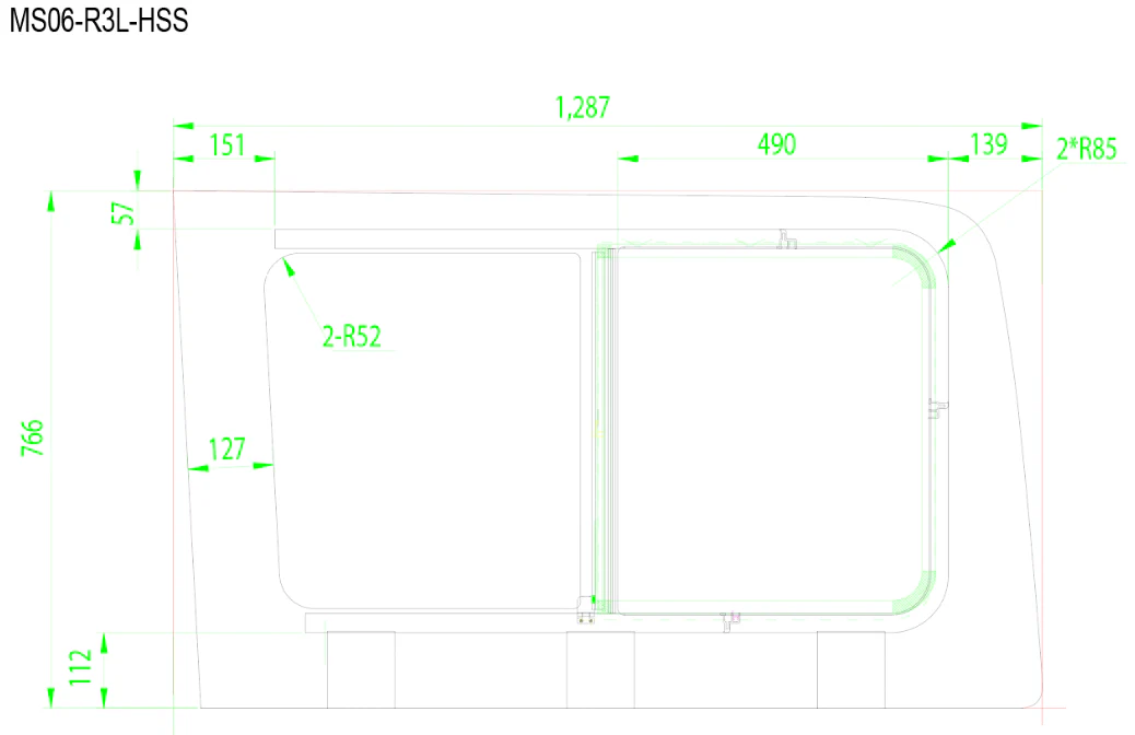 AM Auto Mercedes Sprinter (2007+) Passenger Rear Quarter Screened Half-Slider Window 170″WB (MS06-R3L-HSS P) - Image 9