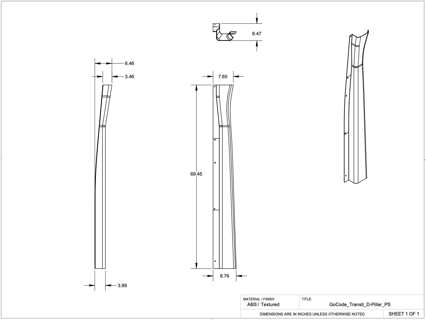 GoCode 2015+ Ford Transit D Pillar Trim Kit - Image 17