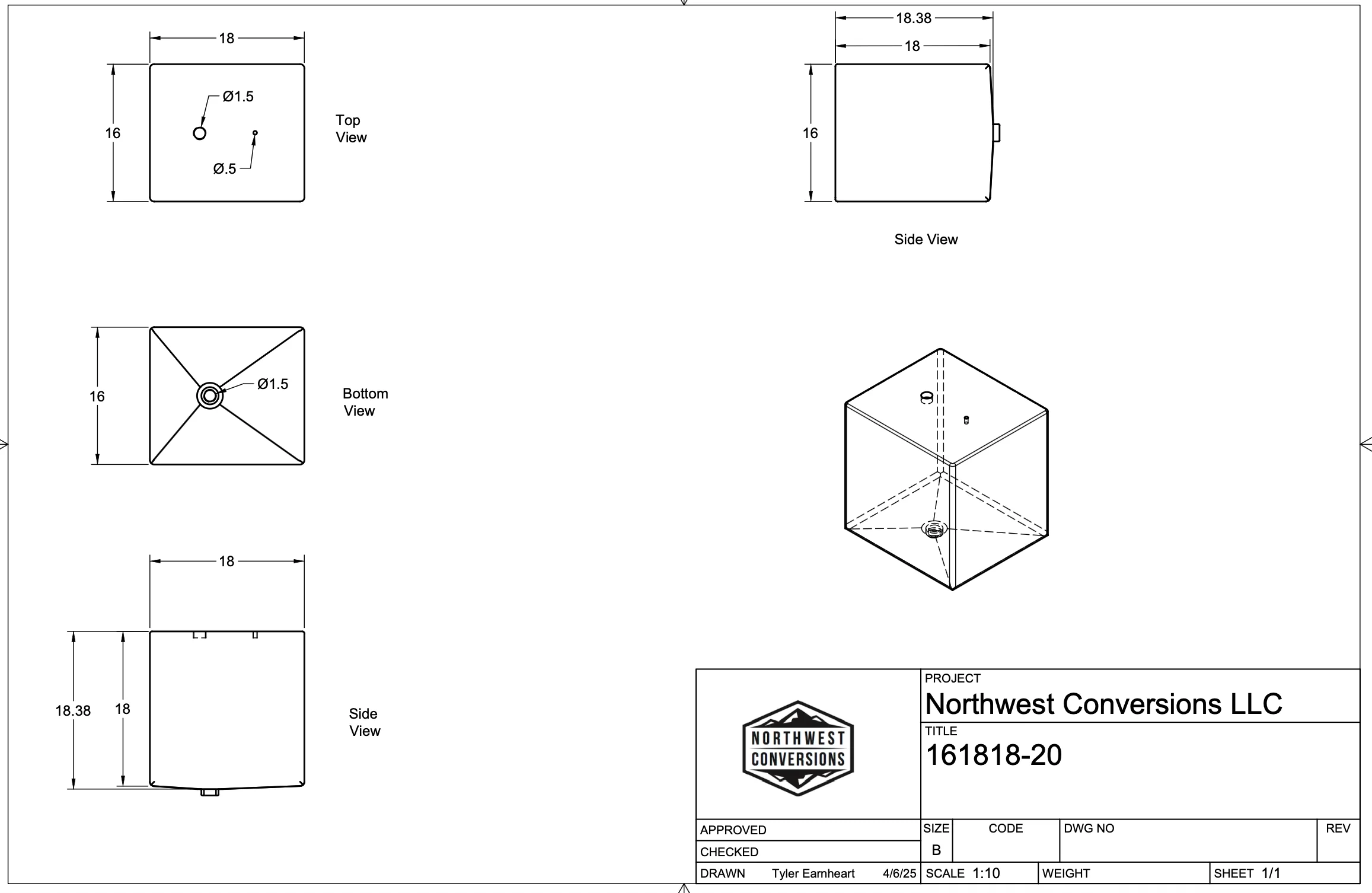 Northwest Conversions 20 Gallon Galley/Universal Water Tank (Fresh/Grey) - Image 7