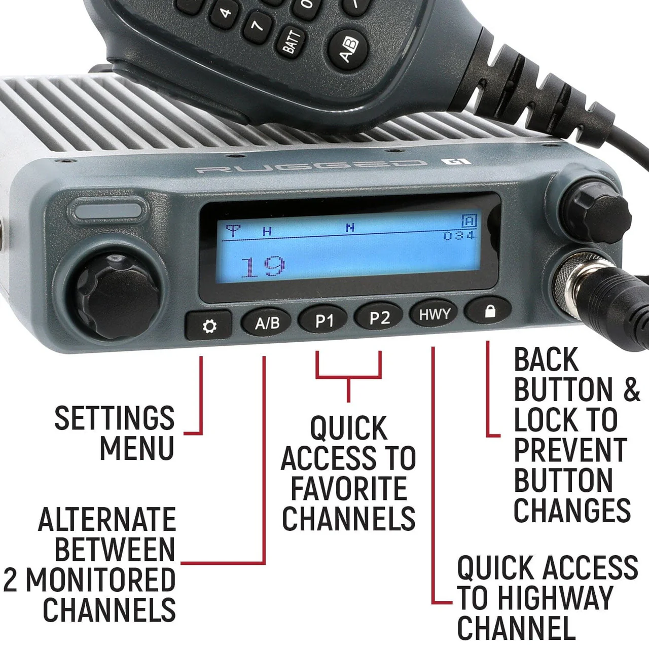 Rugged Radios Radio Kit - Rugged G1 ADVENTURE SERIES Waterproof GMRS Mobile Radio with Antenna - Image 2