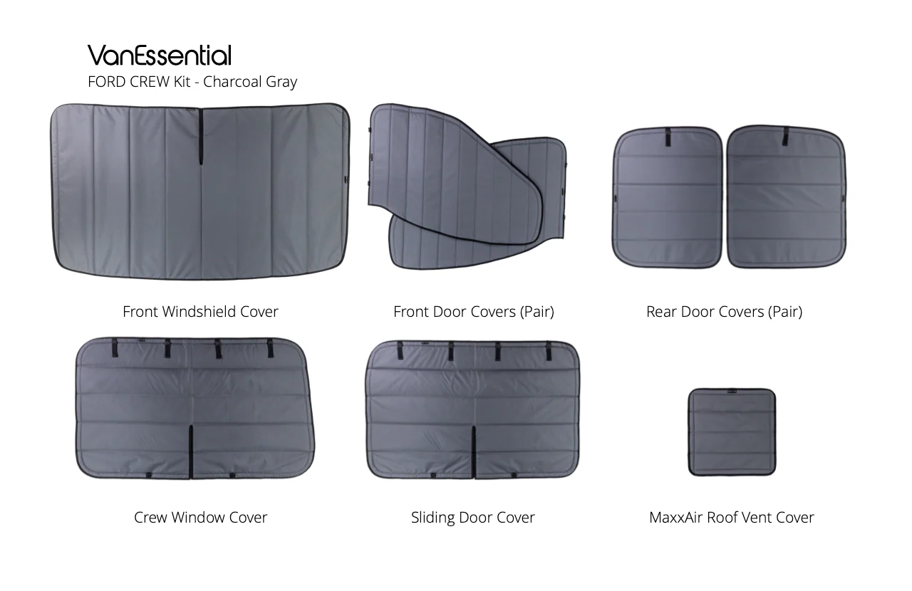 VanEssential Ford Transit Crew Window Covers - Full Set - Image 3